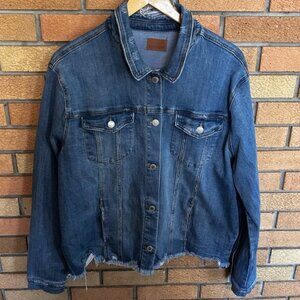 Judy Blue Denim Jean Medium Wash Jacket Distressed Women’s Size 1X